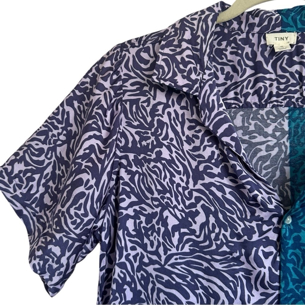 ANTHROPOLOGIE TINY POSTCARD CONTRAST COLOR BUTTON DOWN TOP SIZE SMALL - Picture 7 of 14